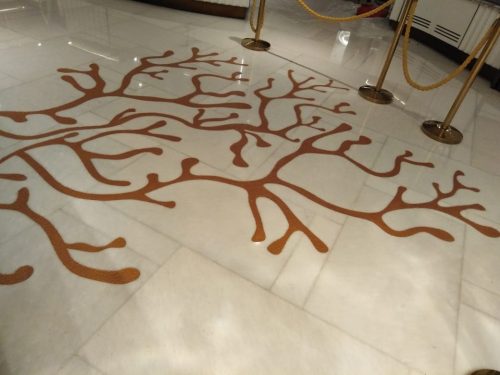 Project-Atlantis The Palm Dubai; Finish Code - MCRG-0309; Finish - Royal Gold Heavy Texture Substrate; Inays of Floor Marbel ; Size - 5000mm X 5000mm